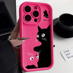 Cute Cartoon Black Cat Case for Samsung Galaxy S24 S23 S22 Ultra S21 FE A55