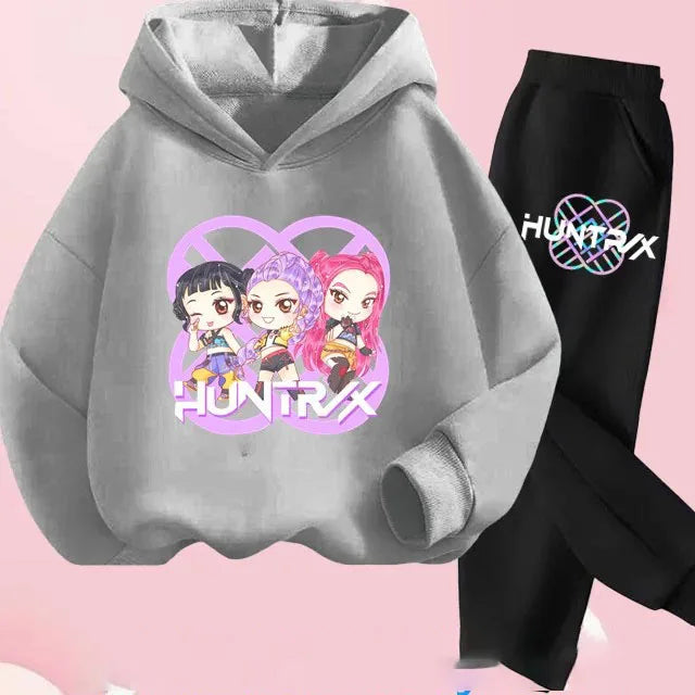 Toddler Girls Kpop Demon Hunters Fashion Hoodie & Sweatshirt Set Kids Suit