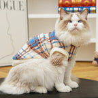 Plaid Dog Cat Vest Warm Tartan Pet Sleeveless Jacket Holiday Costume