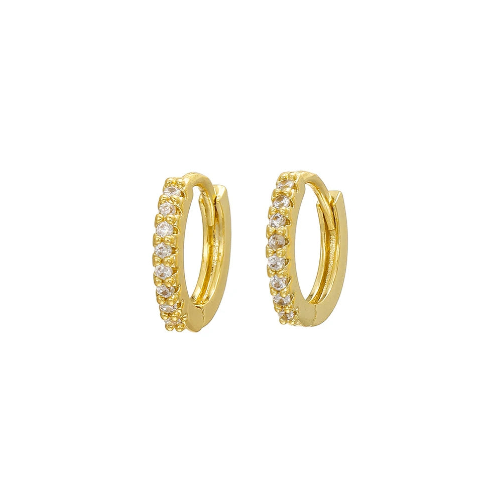 Green Zircon Tassel Chain Stainless Steel Hoop Earrings 18K Gold