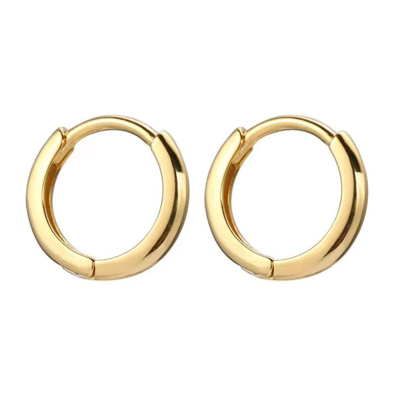 2PCS Stainless Steel Minimal Hoop Earrings Zirconia Small Huggie Thin