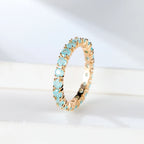 Fashion Single Row Stone Blue Green Pink Ice Flower Zircon Stacking Engagement Rings For Women Gold Color Round Wedding Bands