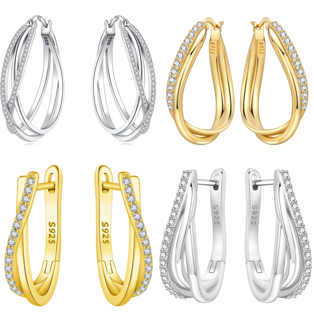 925 Sterling Silver Curve Weaving Large Circle Versatile Hoop Earrings Gift