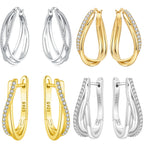 925 Sterling Silver Curve Weaving Large Circle Versatile Hoop Earrings Gift