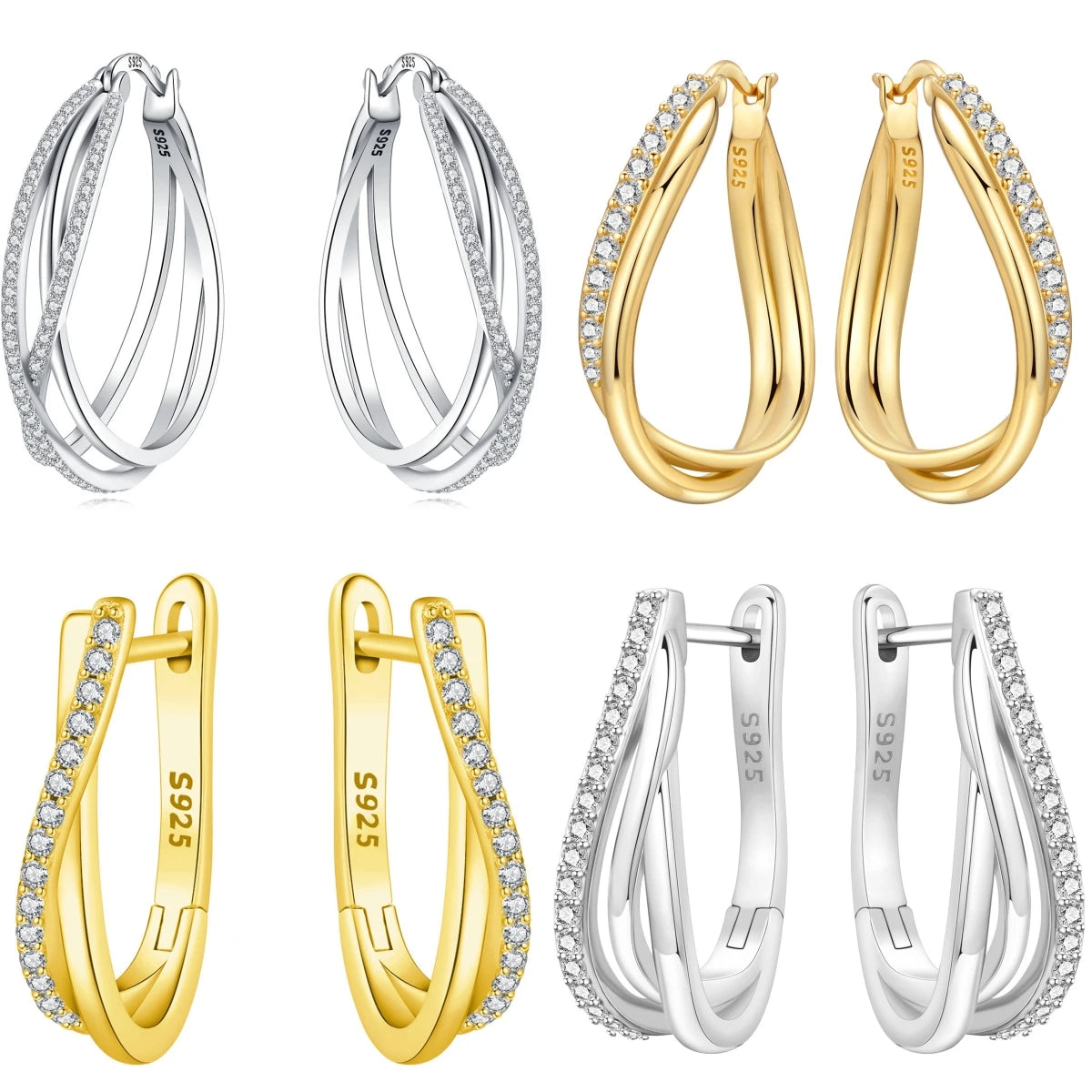 925 Sterling Silver Curve Weaving Large Circle Versatile Hoop Earrings Gift