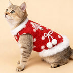 Cute Red Cherry Dog Vest, Soft Plush Pet Harness Vest with Leash Ring, Warm Puppy Kitten Clothing for Small Medium Cats Dogs