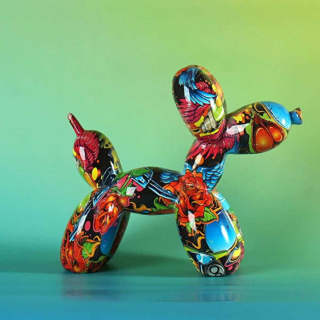 Pop Art Graffiti Balloon Dog Sculpture Animal Figures Decorative Home Decor Objects
