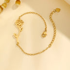 Waterproof Flower Bracelet, Stainless Steel Wrist Chain Bangles  Lucky Jewelry For Women Gift