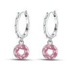 925 Sterling Silver Red Cherry Fruit Key Lock Drop Earrings Trendy Jewellery