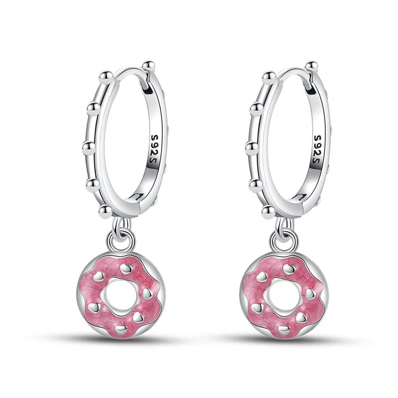 925 Sterling Silver Red Cherry Fruit Key Lock Drop Earrings Trendy Jewellery