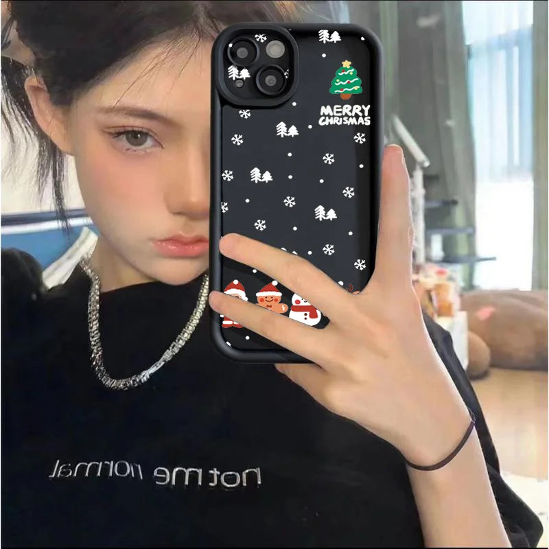 Christmas Santa Elk Case for iPhone 17 16 15 14 13 12 11 Pro Max XR 7 8 Plus