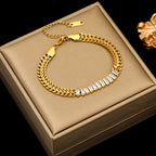 Flower Butterfly Heart Stainless Steel Charm Bracelet Gold Colour