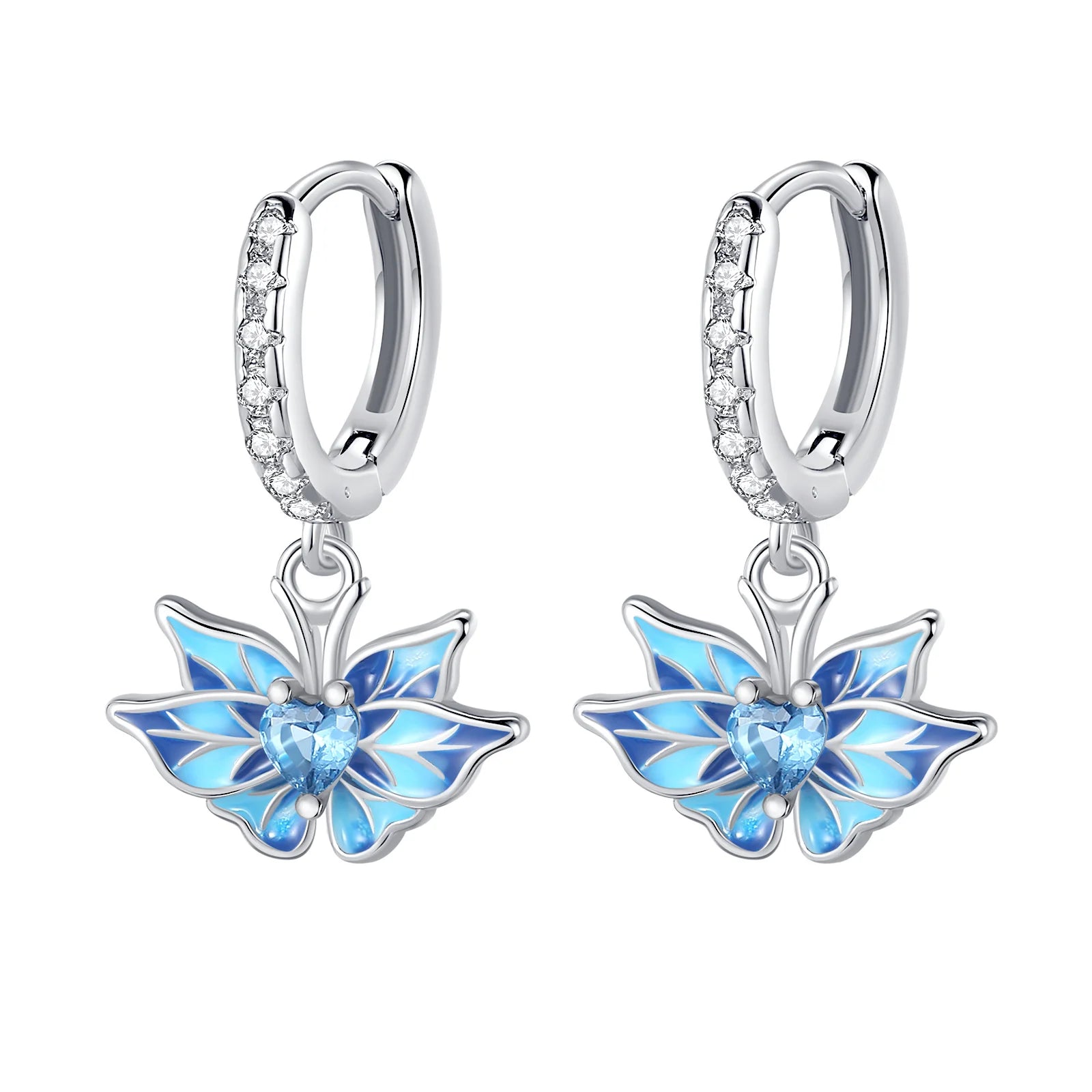 925 Sterling Silver Pink Cherry Blossom Flower Drop Earrings Jewellery Gift