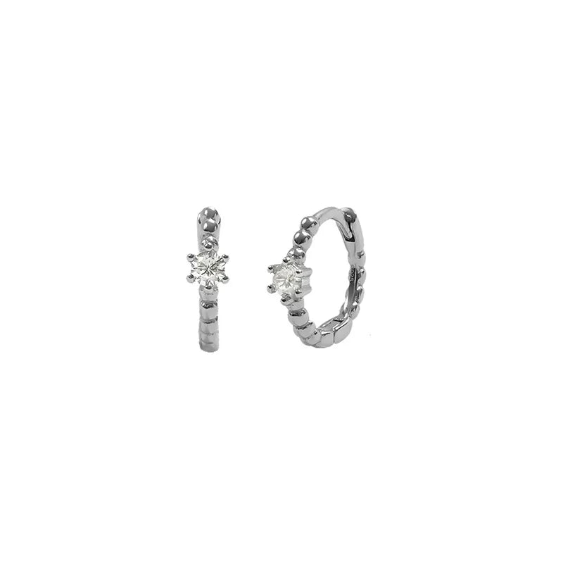 2022 Stainless Steel Zircon Square Chain Hoop Earrings Small Pendant