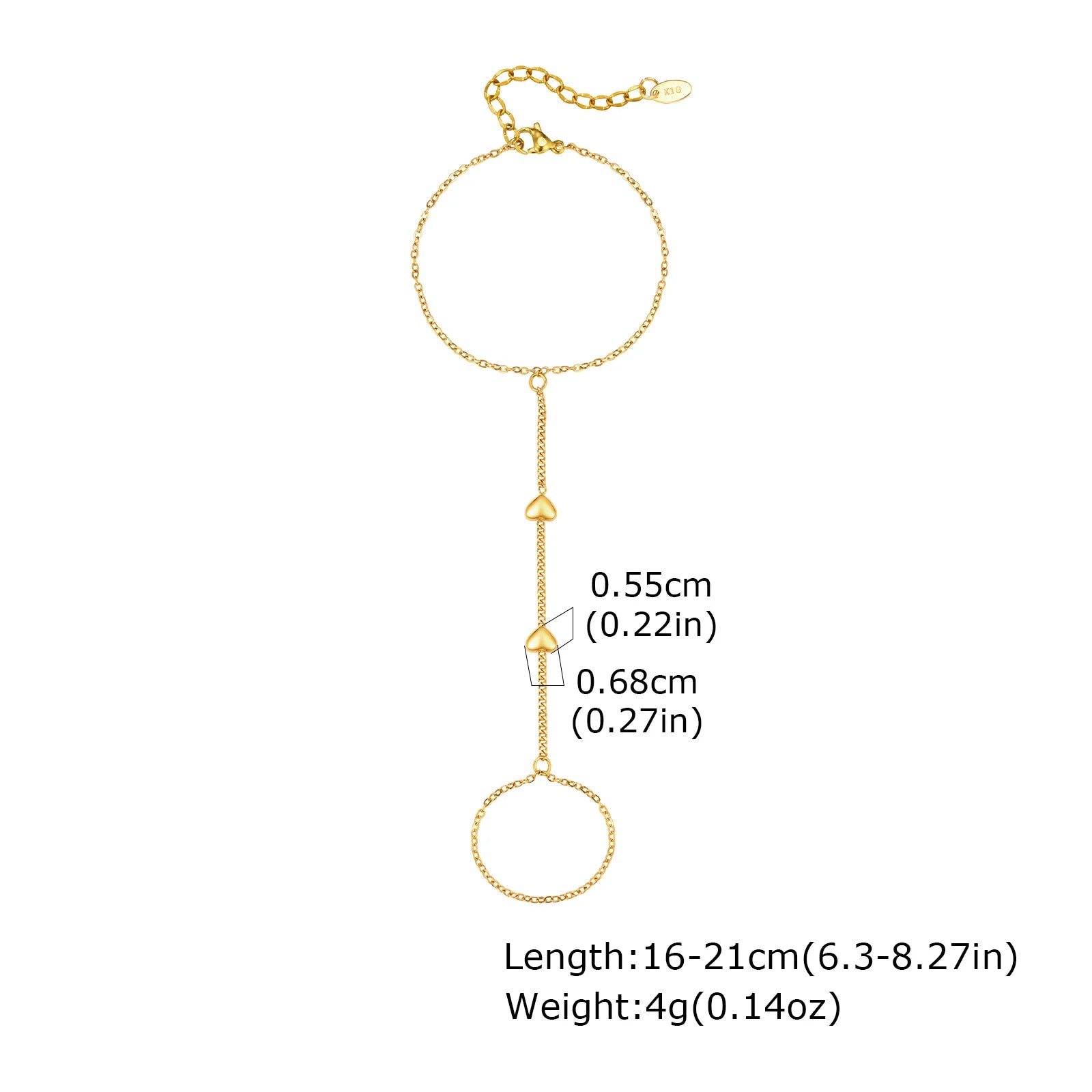 Stainless Steel Hand Chain Ring Bracelet for Women, Adjustable Gold Plated Doule-layer Bracelets, Christmas Party Jewelry