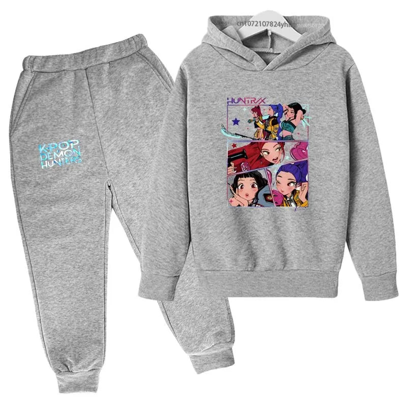 Kids Kpop Demon Hunters Tracksuit Hoodie & Pants Set 2-13 Years Casual Outfit