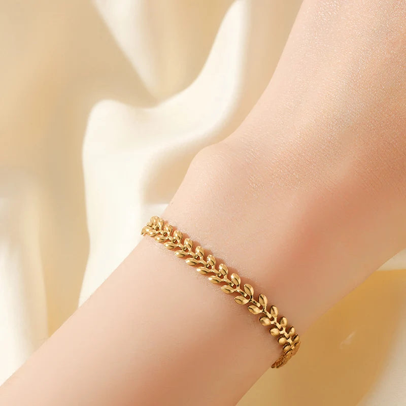 Flower Butterfly Heart Stainless Steel Charm Bracelet Gold Colour