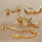 3PCS Stainless Steel Cartilage Helix Tragus Hoop Earrings Butterfly