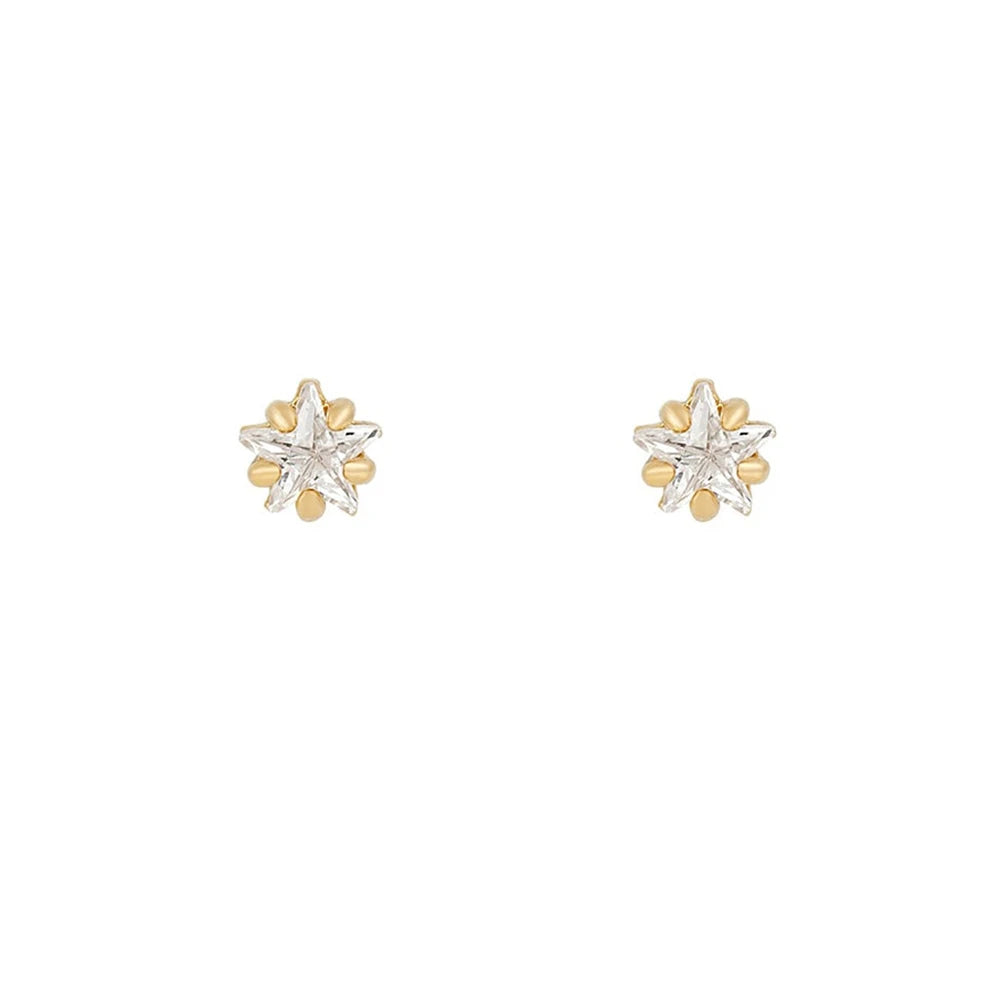 New Stainless Steel Cubic Zirconia Chain Hoop Earring Star Moon
