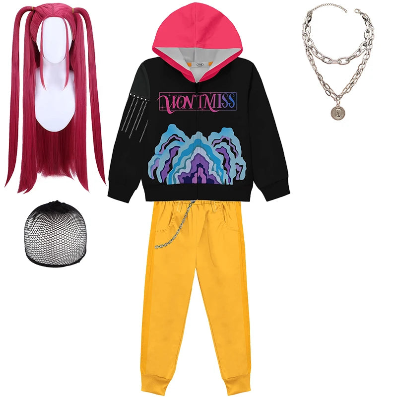 Kids Kpop Demon Hunter Hoodie and Pants Set Fashion Girls Casual Clothing