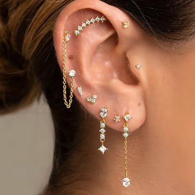 Stainless Steel Link Chain Gold Colour Hanging Earrings Long Tassels