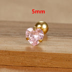 1PC Simple Pink Cubic Zirconia Heart Small Stud Earrings Steel