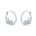 925 Sterling Silver Bees Butterflies Zircon Circle Hoop Earrings Jewellery Gift