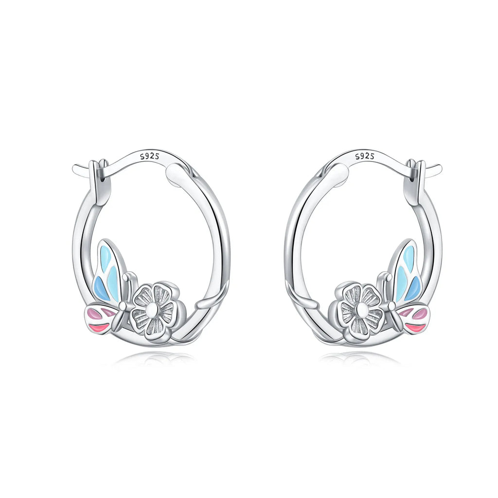 925 Sterling Silver Exquisite Dragonfly Versatile Hoop Earrings Fine Jewellery