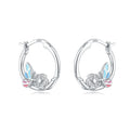 925 Sterling Silver Bees Butterflies Zircon Circle Hoop Earrings Jewellery