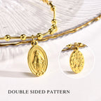 18k Gold Plated Virgin Mary Bracelet Gold Plated, Rosary Bead Cross Bracelets For Women, Stainless Steel Faith Jewelry