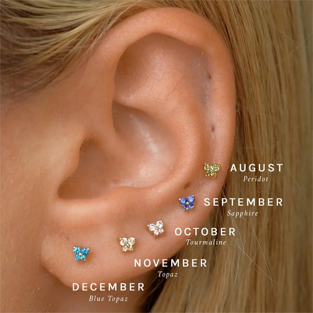 1PC Stainless Steel Birthstone Mini Stud Earrings 12 Constellation