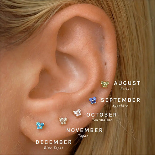 1PC Stainless Steel Birthstone Mini Stud Earrings 12 Constellation