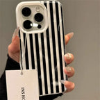 White Striped Blue Texture Case for iPhone 17 16 15 14 13 12 11 Pro Max Plus
