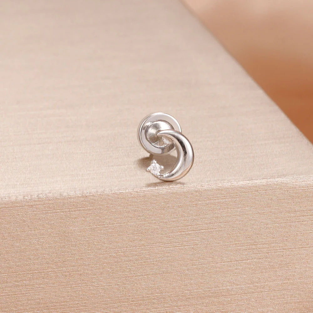 1PC Stainless Steel Star Moon Cartilage Piercing 18K Gold Plated