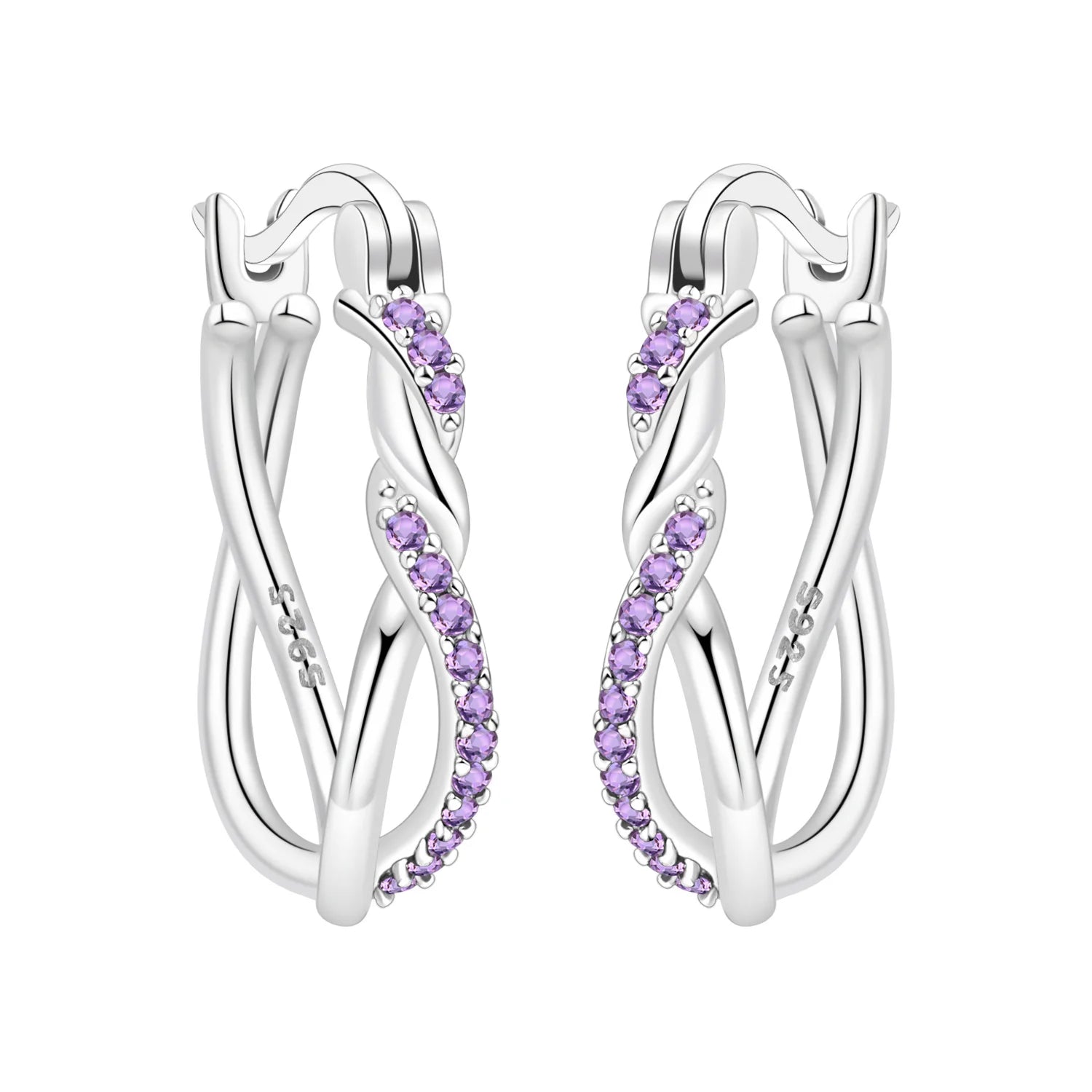 925 Sterling Silver Blue White Cross Versatile Hoop Earrings Birthday Gift
