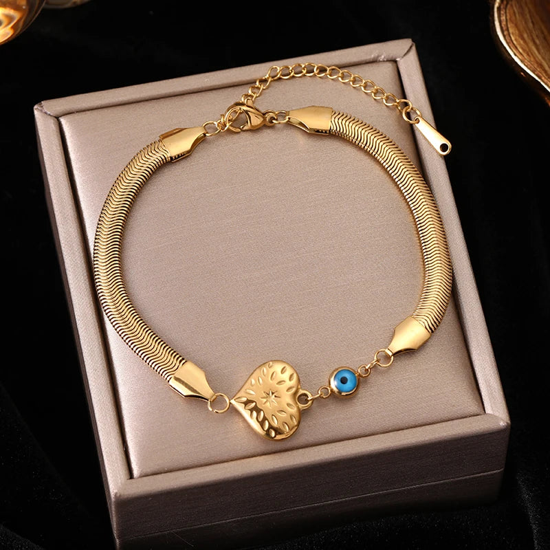 Heart Pearls Stainless Steel Charm Bracelet Girls Birthday Jewellery