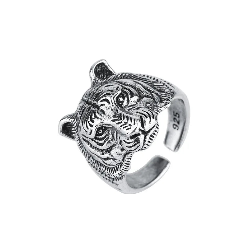 925 Sterling Silver Tiger Adjustable Ring Engagement Female Jewellery Accessory