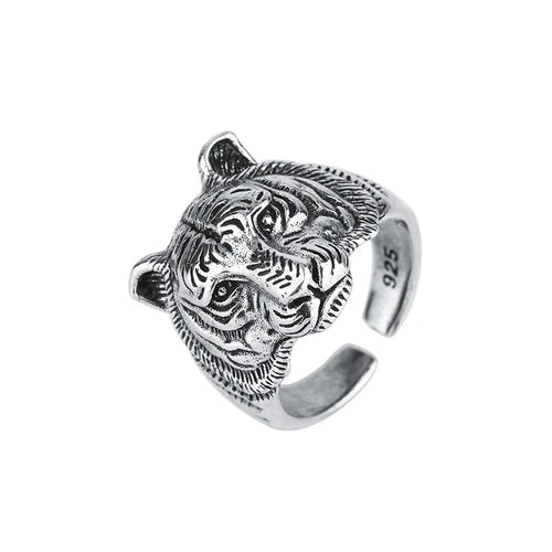 925 Sterling Silver Tiger Adjustable Ring Engagement Female Jewellery Accessory