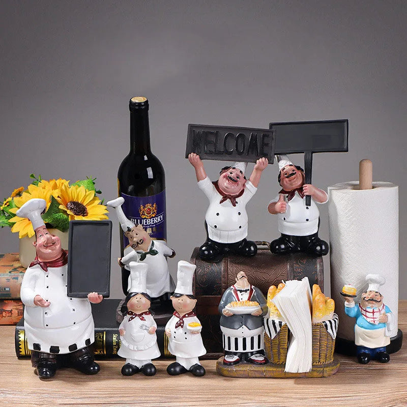 Chef Figure Collections Paper Holder Sculpture Dinner Table Kitchen Decoration