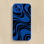 Black Wave Pattern Print Case for iPhone 16 15 14 13 12 Pro Max