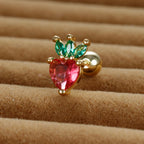 12 Styles Crystal Zircon Mini Fruit Stud Earrings Stainless Steel