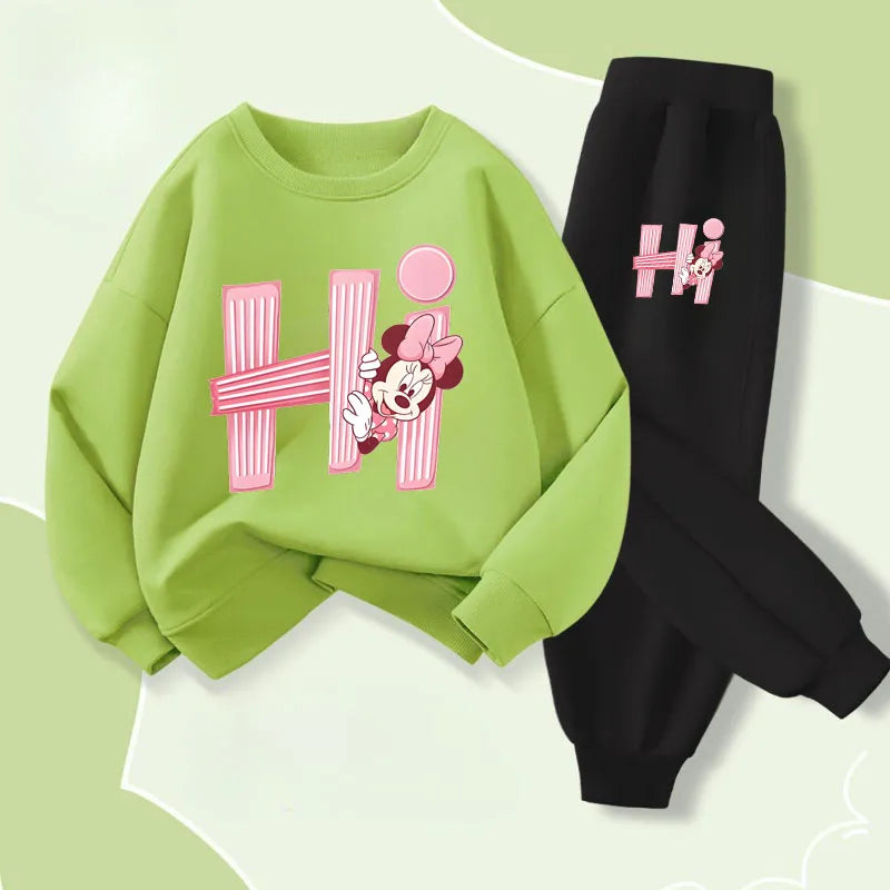 Disney Girls Long Sleeve Pullover Set Spring Casual Hoodies and Joggers
