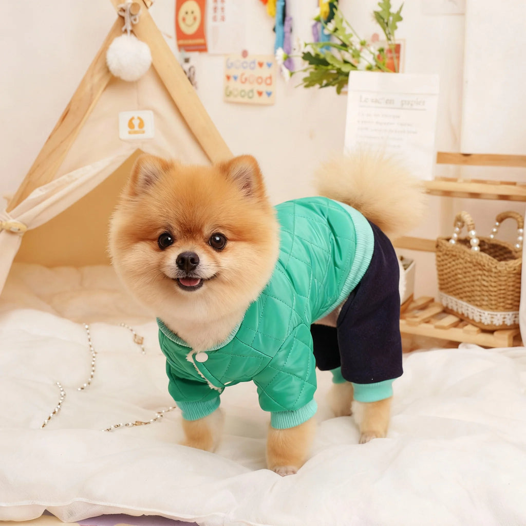 Dog Baseball Jacket Winter Warm Coat Puppy Windproof Thick Fleece Lining