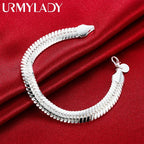 10mm Snake Chain Bracelet 21cm 925 Sterling Silver Noble Men Women Wedding