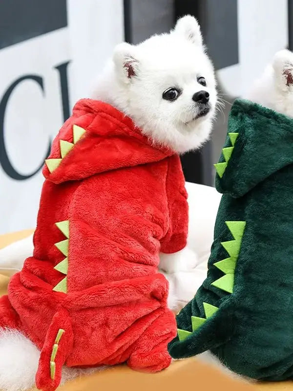 Dinosaur Plush Pet Costume Warm Cat Dog Party Cosplay Clothing Outfit