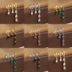 3PCS Stainless Steel Water Drop Hoop Earrings 18K Gold Plated Zirconia