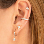 2PC Stainless Steel Cubic Zirconia Small Hoop Earrings Helix Tragus