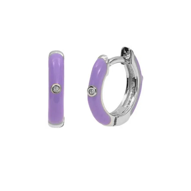 New Stainless Steel Round Hoop Earrings Colourful Crystal Zirconia