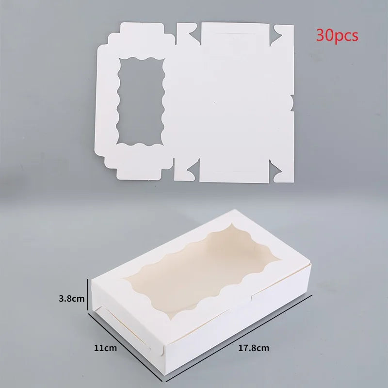 30 Pieces Kraft Bakery Box with Clear Window Cookie Box Bakery Candy Box for Pastry Biscuit Macaron Pie Candy Donuts