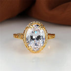 Retro Oval Cut Big White Brown Stone Rings For Women Men Gold Color Luxury Female Male Couple Ring Wedding Bands Party Jewelry
